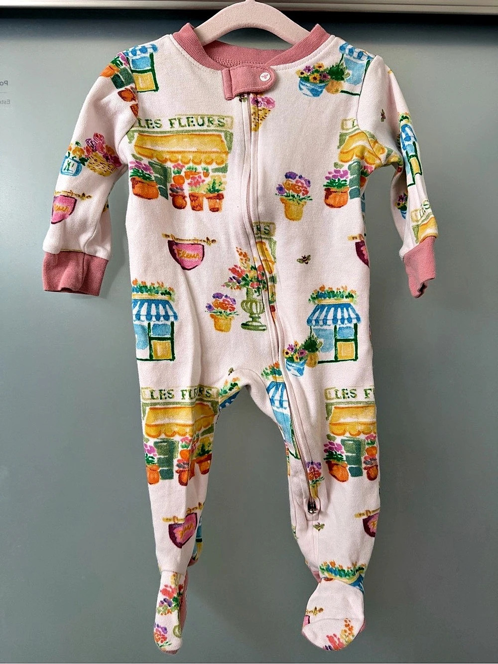 Burt's Bees Baby Organic Cotton Zip Front Footed Pajama Les Fleurs 3-6M